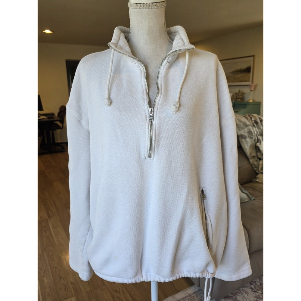 Kith Quarter‎ Zip Pullover Sweatshirt 100% Cotton Size XL Off White RN140659